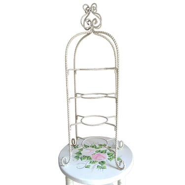 VINTAGE Shabby Chic Plate Holder Rack, French Style Wrought Iron Display Rack, Home Decor 