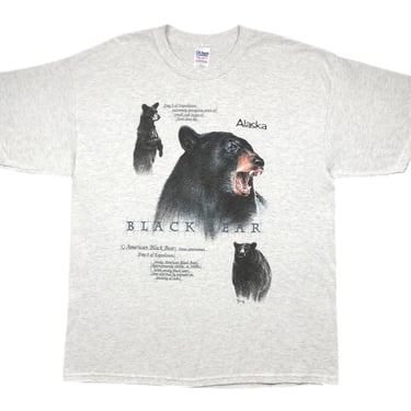 Vintage 90s/Y2K American Black Bear Alaska Information Nature/Animal Graphic T-Shirt Size XL 