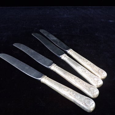 ws/(4) US Navy 9.5" Silver Butter Knives, INSICO