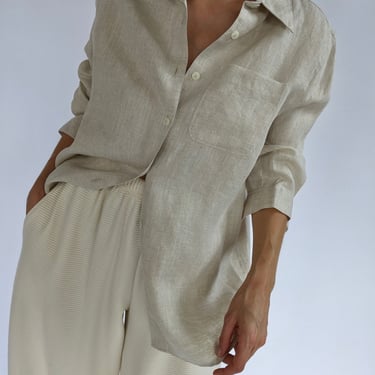 Vintage Sand Linen Blouse