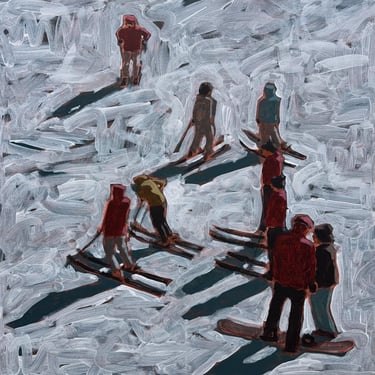 Skiers #12 | Original Painting on Canvas, 20 x 20 