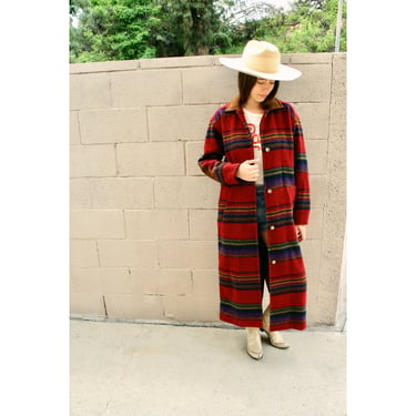 Woolrich USA Coat // wool boho hippie blanket dress jacket red southwest southwestern 70s 80s oversize // O/S 