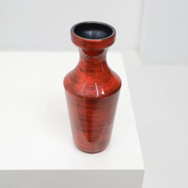 Red and Black Art Pottery Vase - German, c. 1960s