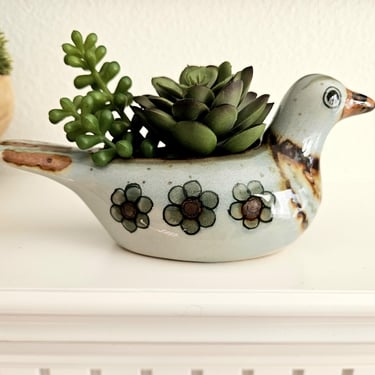 Ken Edwards Tonala Pottery Bird Planter | Succulent Cache Pot 