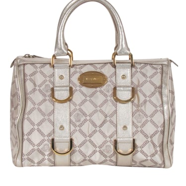 Versace - Gold & Beige Logo Print Handbag
