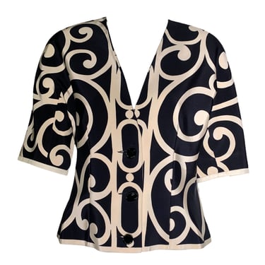 Christian Dior Boutique 1990's Fer Forge Motif Print Silk Jacket/Blouse
