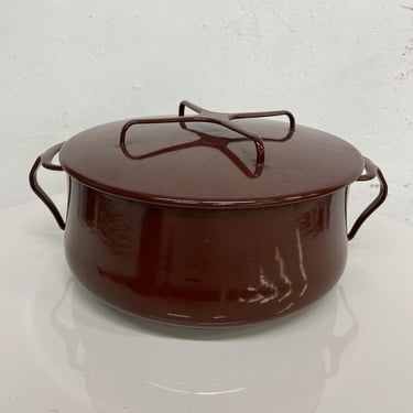 Vintage DANSK Brown Enamelware Casserole Covered Pot Trivet Top IHQ FRANCE 1956 