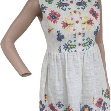 Vintage 70s White Style Embroidery Dress by Denise Are Here