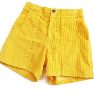 vintage OP shorts / corduroy shorts / 1990s yellow OP corduroy elastic waist surf beach shorts 28 