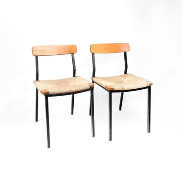 Wood, metal, and wicker chair, 1950s 