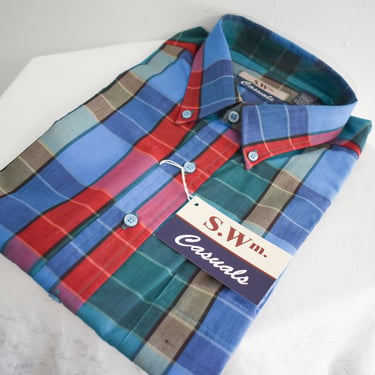 1990s NOS Plaid Short Sleeve Shirt 