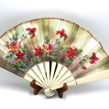 vintage Hand Painted Folding Fan 