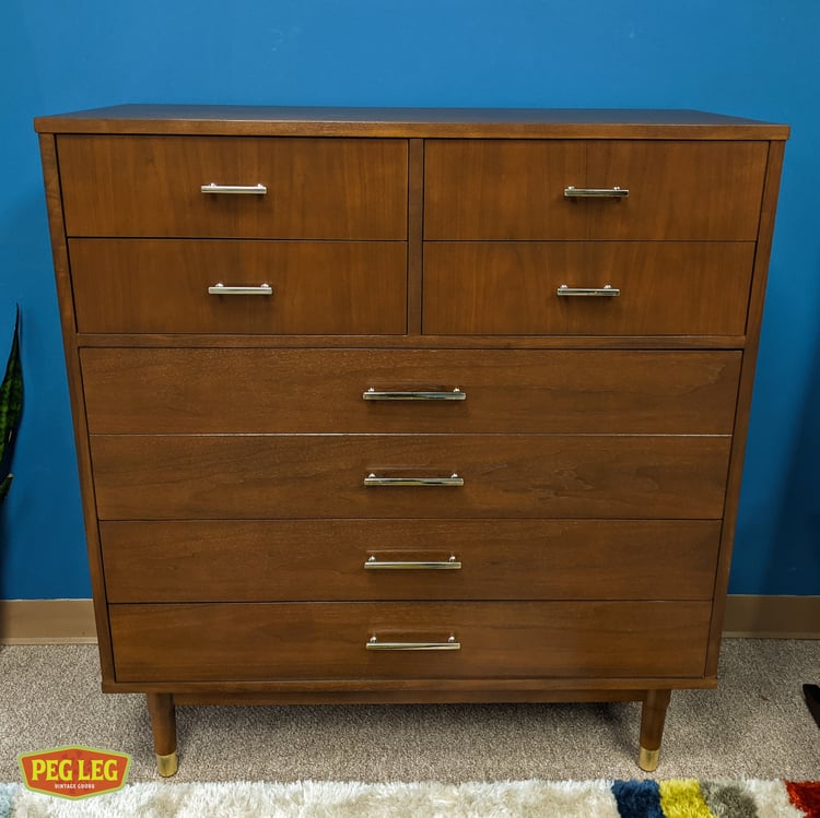 Mid-Century Modern walnut highboy with from the Biscayne collection by Drexel