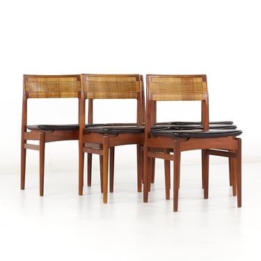 Erik Wørts Mid Century Danish Teak and Cane Dining Chairs - Set of 6 - mcm 