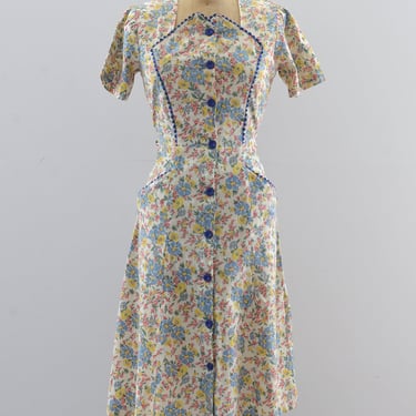 Vintage 1940's Floral Button Front Dress