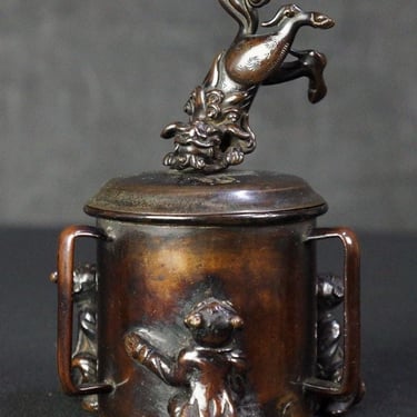 Antique Japan bronze censer Koro Beppuzaiko craft sculpture 1800 