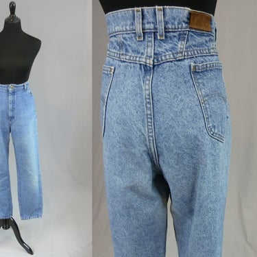 80s 90s Faded Distressed Mom Jeans - 33 waist Tapered Blue Denim Pants - High Waisted Lee - Vintage 1980s 1990s - 30