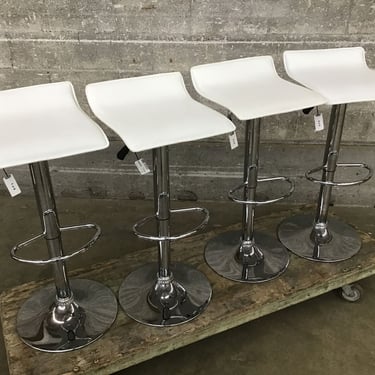 White Leather + Chrome Stools (Seattle)