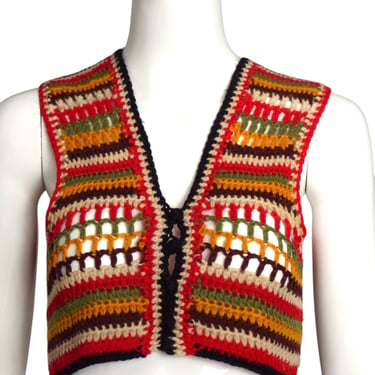 ADOLFO- 1960s Multi Color Knit Vest, Size 2