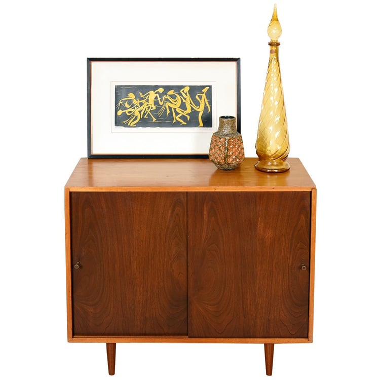 Two-Tone Mid Century Modern Small Door Cabinet