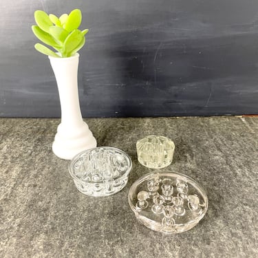 Flower frogs - set of 3 - vintage glass decor 