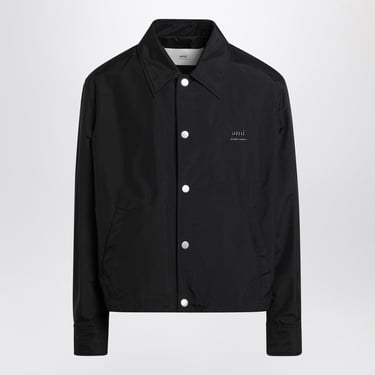 Ami Paris Black Nylon Shirt Jacket With Logo Men