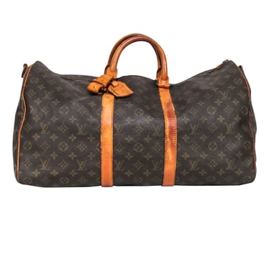 Louis Vuitton -Brown Monogram Bandoulière Keepall 50 w/ Luggage Tag