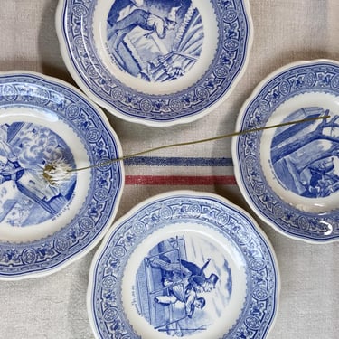 Beautiful vintage French set of 4 ironstone desert plates 