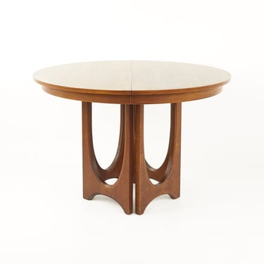 Broyhill Brasilia Mid Century Round Walnut Pedestal Dining Table - mcm 