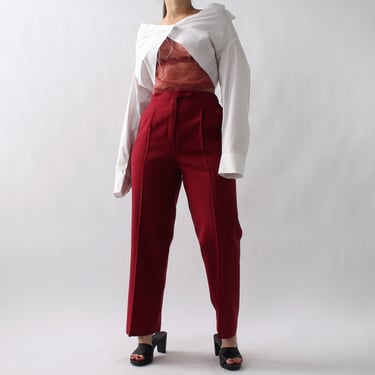 Vintage Ruby Red Tailored Trousers - W30