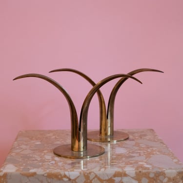 Rare Vintage Brass Swedish Candle Holders