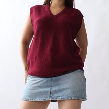 Vintage Raspberry Wool Knit Vest