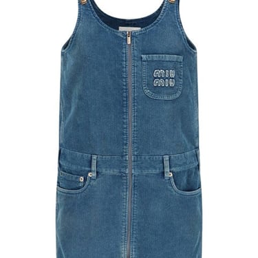 Miu Miu Women Denim Dungarees Mini Dress