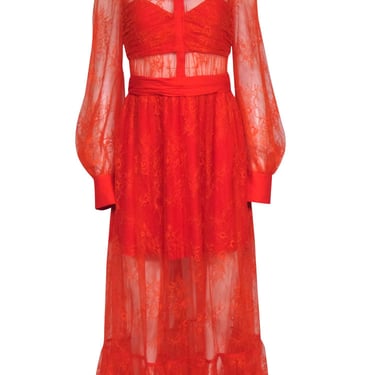 Self-Portrait - Red Lace Maxi Formal Dress Sz 6