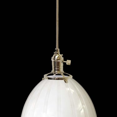 Custom 1920 White 8 in. Milk Glass Pendant Light