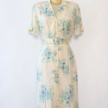Soft Floral Tailored Shirtdress S/M
