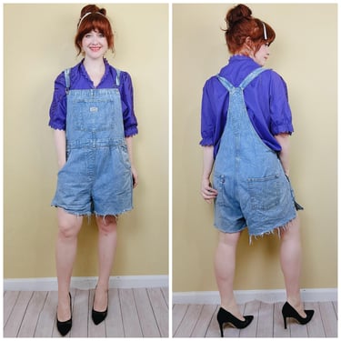 Vintage Y2K Levis Two Horse Brand Shortalls / Light Wash Denim Overalls / XL 