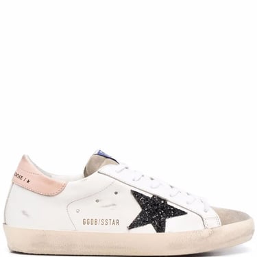 Golden Goose Women "Super Star" Leather Upper And Heel Suede Toe Glitter Star