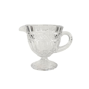 Crystal Gravy Boat, Clear Cut Glass Footed Sauce Bowl with Spout and Handle 