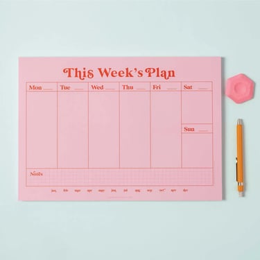 Pink & Red Weekly Planner Pad