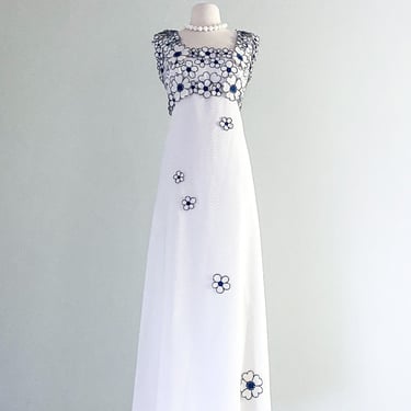 1960's Daisy Chain Maxi Dress by Rebecca / Sz M