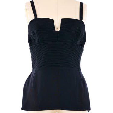 Gianni Versace Ribbed Silk Bustier Top