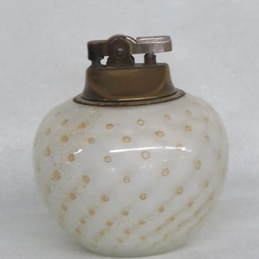 Murano Italy Glass Gold Fleck Bubbles Round Smoking Table Lighter 3286B