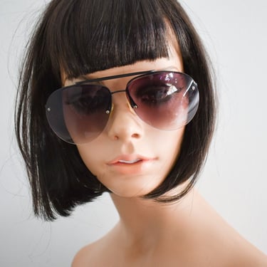 1980s "Salem Spirit" Black Aviator Sunglasses 