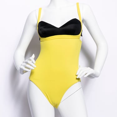 VERSACE 1993 Black + Yellow One-Piece Swimsuit