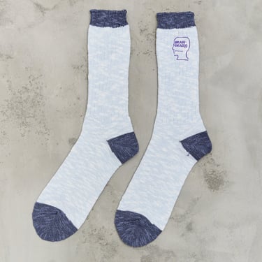 Brain Dead Marled Logohead Socks, Blue