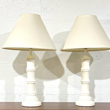 Vintage Palm Beach Regency Pair of Faux Bamboo Lamps 