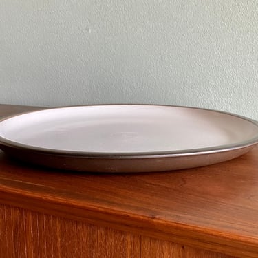 Vintage Heath 16" platter / large round serving chop plate in brown and white / early Gourmet rim line 