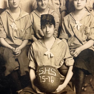 Antique Photograph of Women's Basketball Team from 1916 - S.H.S. - Rare Female Sports Photography - Early 1900s Clothing Attire Style 