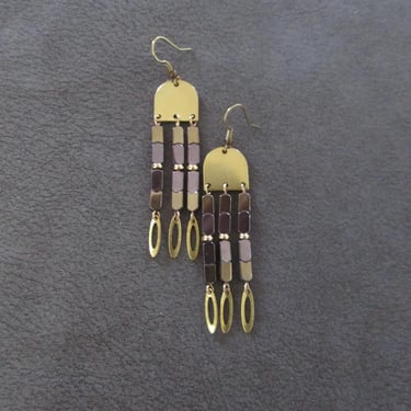 Long brass chandelier earrings 3 